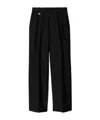 Burberry Wool Silk Pleated Tailored Trousers In Black