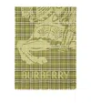 Burberry Wide Ekd Check Wool Silk Scarf In Green