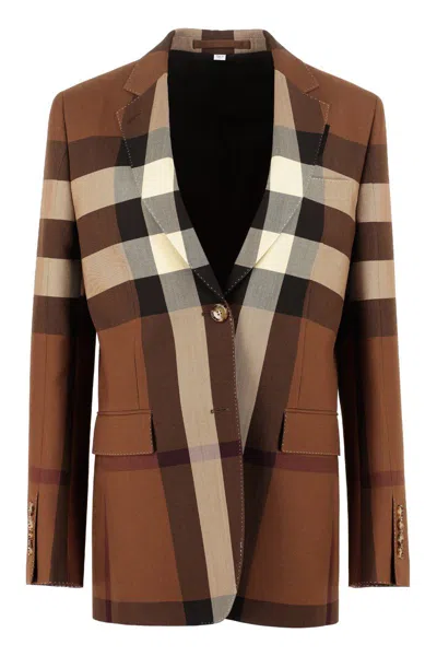 Burberry Wool Single-breasted Blazer In Brown