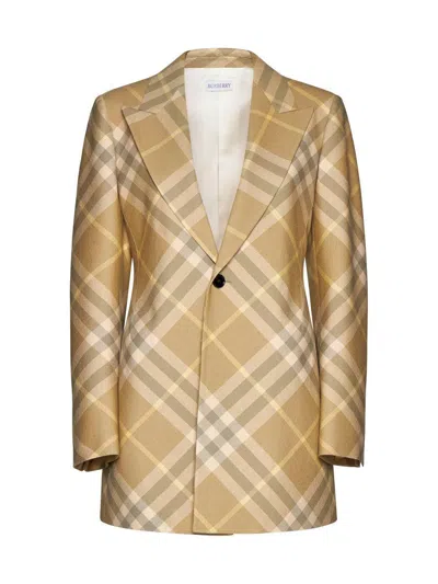 Burberry Check Wool Blazer In Multi