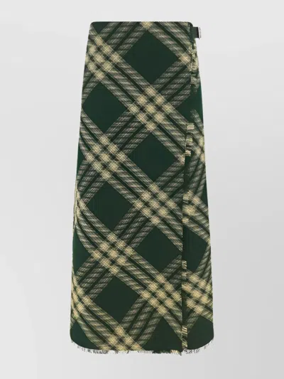 BURBERRY WOOL SKIRT WITH ASYMMETRICAL CHECK PATTERN