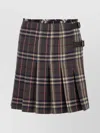 Burberry Wool Skirt With Embroidered Buckle And Pleats