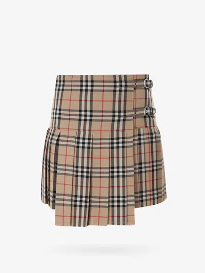 BURBERRY WOOL SKIRT WITH ICONIC PRINT