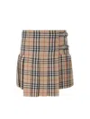 Burberry Pleated Wool Skirt In Archive Beige In Multi