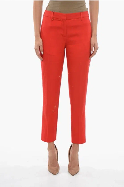 Burberry Wool Straight Fit Pants In Red