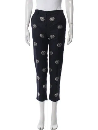 Pre-owned Burberry Wool Straight Leg Pants In Blue