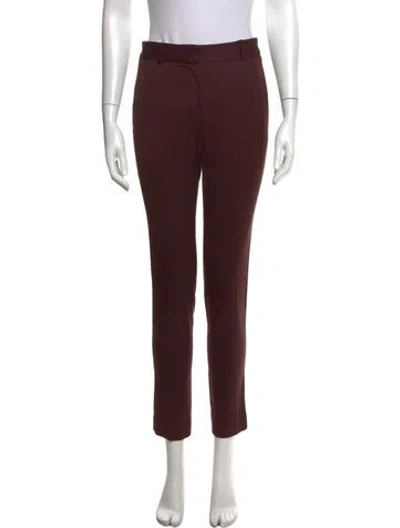 Pre-owned Burberry Wool Straight Leg Pants In Burgundy