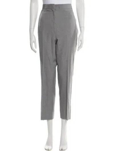 Pre-owned Burberry Wool Straight Leg Pants In Gray