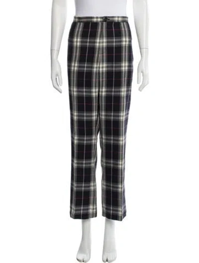 Pre-owned Burberry Wool Straight Leg Pants In Green