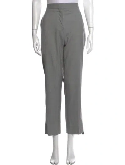 Pre-owned Burberry Wool Straight Leg Pants In Grey