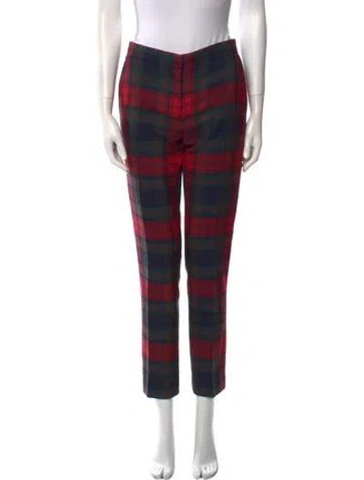 Pre-owned Burberry Wool Straight Leg Pants In Red