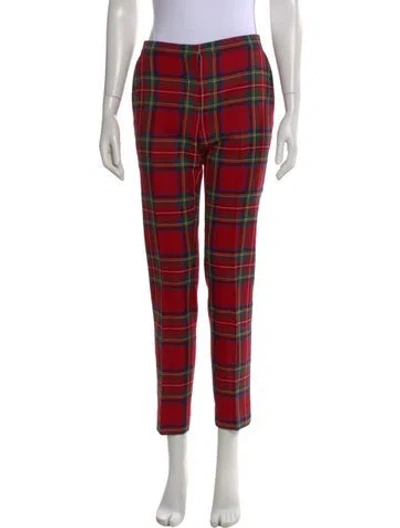 Pre-owned Burberry Wool Straight Leg Pants In Red
