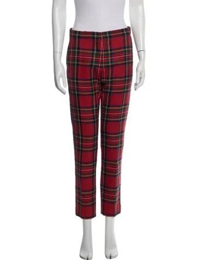 Pre-owned Burberry Wool Straight Leg Pants In Red
