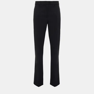 Pre-owned Burberry Wool Straight Leg Trousers Uk 12 In Black