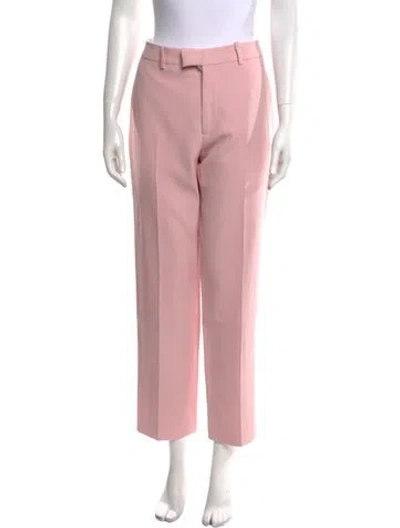 Pre-owned Burberry Wool Straight Leg Pants W/ Tags In Pink