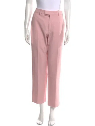 Pre-owned Burberry Wool Straight Leg Pants W/ Tags In Pink