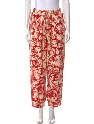 Pre-owned Burberry Wool Straight Leg Pants W/ Tags In Red