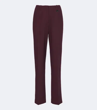 Burberry Wool Straight Pants In Red