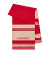 Burberry Wool Stripe Ekd Scarf In Red