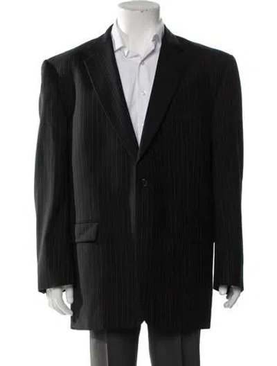 Pre-owned Burberry Wool Striped Blazer In Black