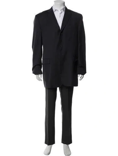Pre-owned Burberry Wool Striped Blazer In Blue