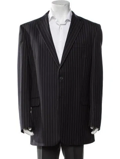 Pre-owned Burberry Wool Striped Blazer In Blue