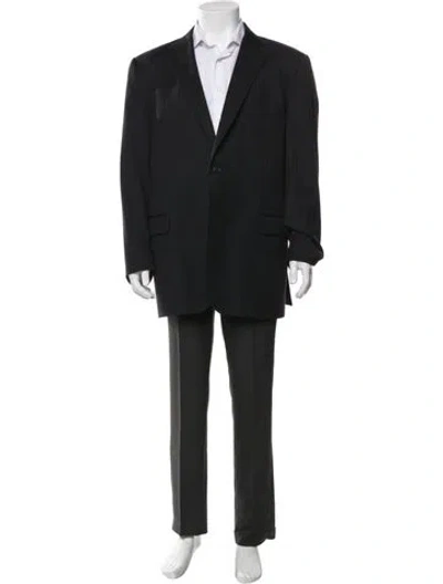 Pre-owned Burberry Wool Striped Blazer In Blue