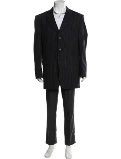 Pre-owned Burberry Wool Striped Blazer In Gray