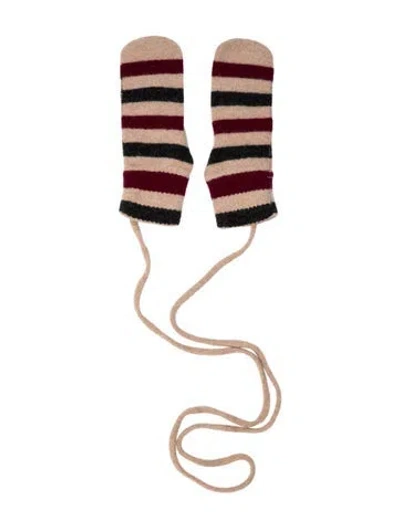 Pre-owned Burberry Wool Striped Gloves W/tags In Neutrals