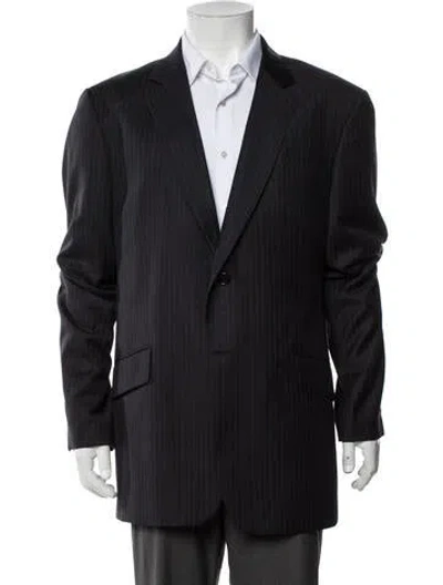 Pre-owned Burberry Wool Striped Jacket In Blue