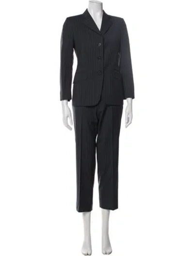 Pre-owned Burberry Wool Striped Pant Set In Blue