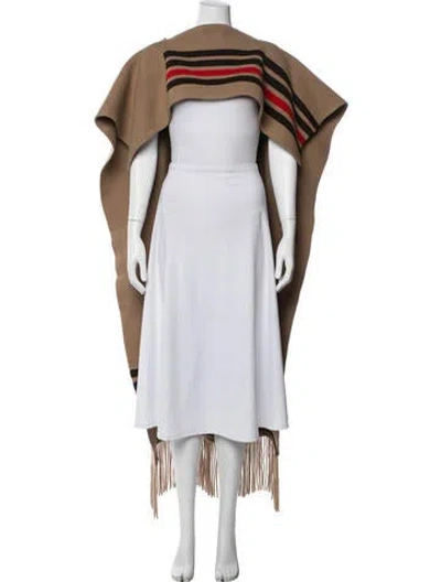 Pre-owned Burberry Wool Striped Poncho In Brown