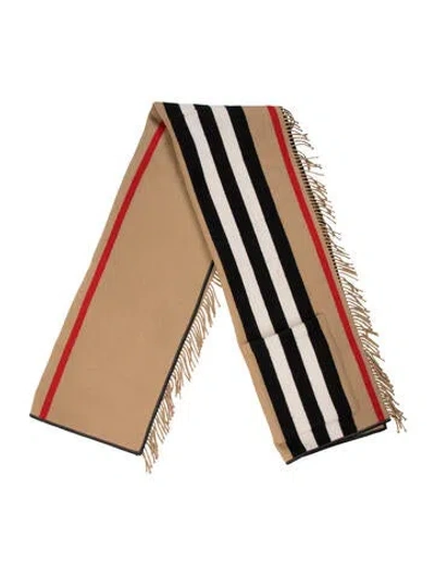 Pre-owned Burberry Wool Striped Scarf In Neutral