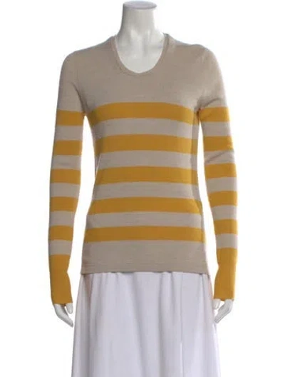 Pre-owned Burberry Wool Striped Sweater In Gray