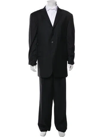 Pre-owned Burberry Wool Striped Two-piece Suit In Black