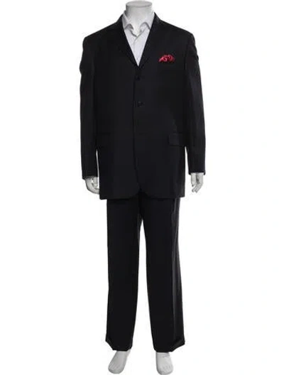 Pre-owned Burberry Wool Striped Two-piece Suit In Black