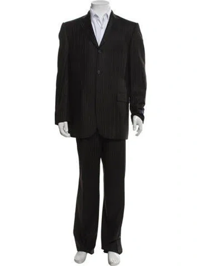 Pre-owned Burberry Wool Striped Two-piece Suit In Black