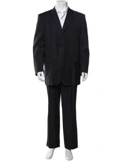 Pre-owned Burberry Wool Striped Two-piece Suit In Black/blue