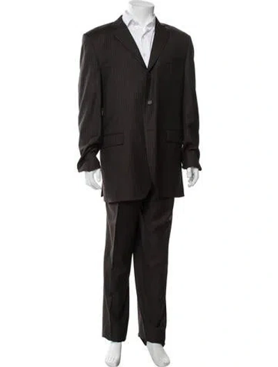 Pre-owned Burberry Wool Striped Two-piece Suit In Brown