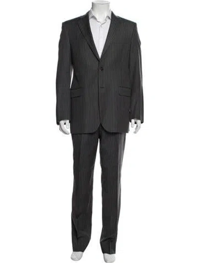 Pre-owned Burberry Wool Striped Two-piece Suit In Gray