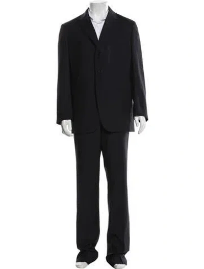 Pre-owned Burberry Wool Striped Two-piece Suit W/ Tags In Black