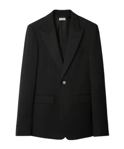 Burberry Check Wool Tailored Jacket In Black
