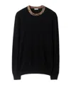 Burberry Crew Neck Knitwear With Distinctive Patterned Collar