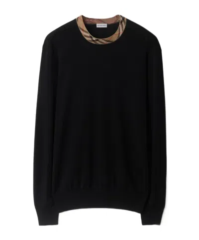 BURBERRY BURBERRY CHECK TRIM CREWNECK JUMPER