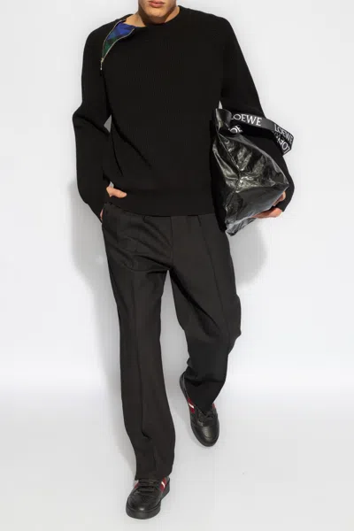 Burberry Rib Knit Wool Sweater In Black