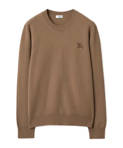Burberry Logo-embroidery Sweater In Brown