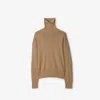 Burberry Long Sleeved Turtleneck Knitted Sweater In Flax