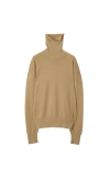 Burberry Long Sleeved Turtleneck Knitted Sweater In Flax