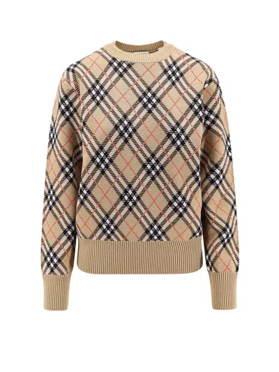 Burberry Wool Sweater With  Check Motif In Multi