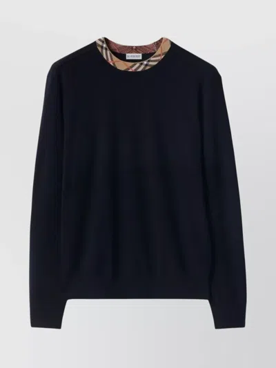 BURBERRY WOOL SWEATER WITH CHECK PATTERN DETAIL
